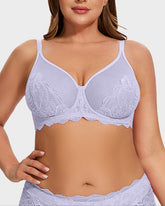 Full Coverage Lace Minimizer Bra-Purple